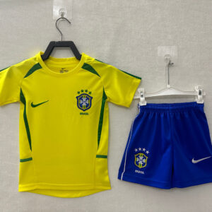 Brazil Home Retro Kids Jersey 2002