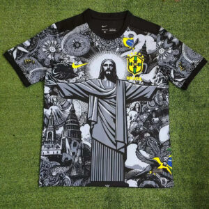 Brazil Special Edition Jesus Black Gray Soccer Jersey 2024