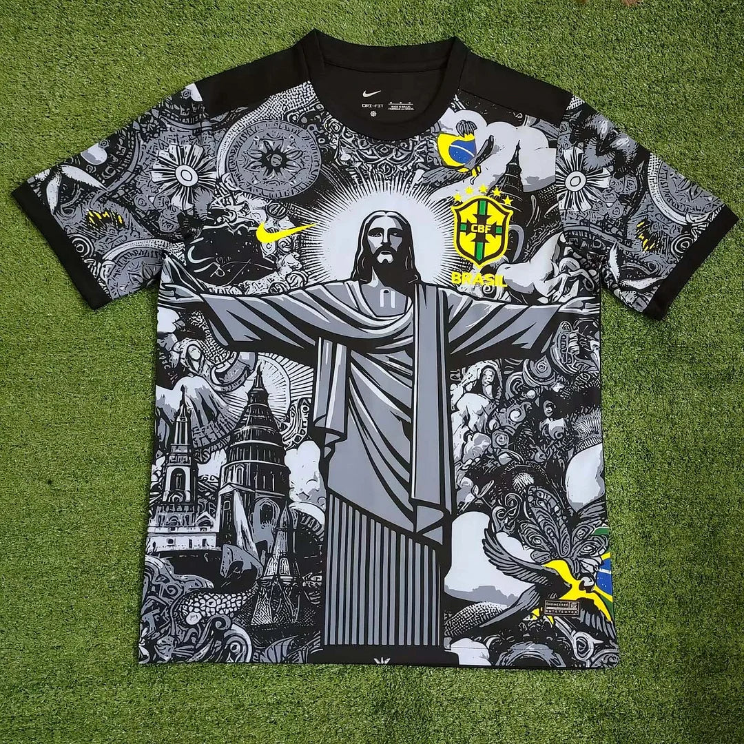 Brazil Special Edition Jesus Black Gray Soccer Jersey 2024