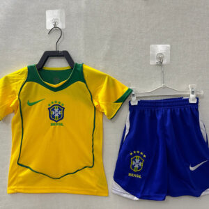 Brazil Home Retro Kids Jersey 2004